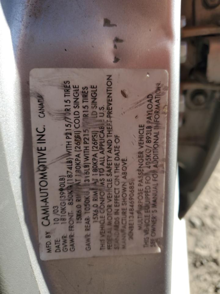 2004 Chevrolet Tracker VIN 2CNBE134846906856 Copart auction photo, front end / side damage thumbnail 14