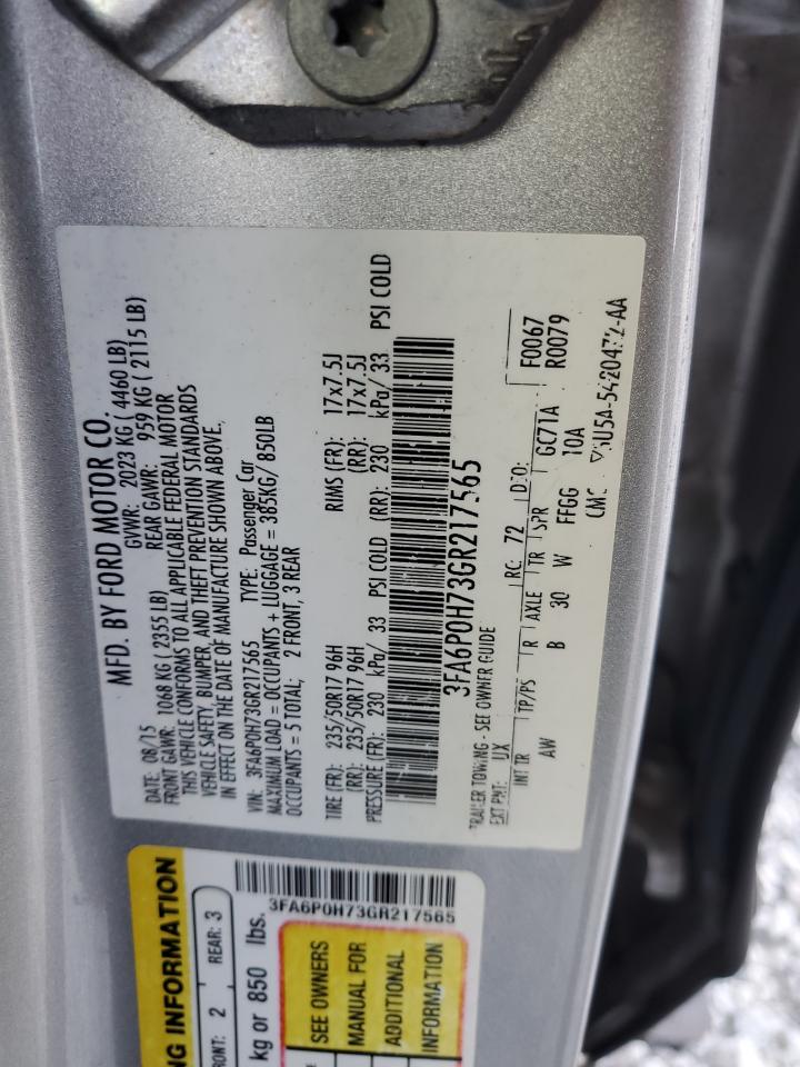 2016 Ford Fusion VIN 3FA6P0H73GR217565 Copart auction photo, all over damage thumbnail 14