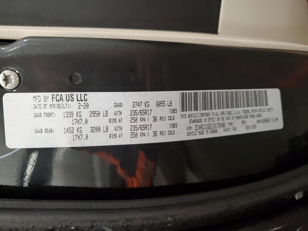 2020 Chrysler Voyager VIN 2C4RC1DG2LR172486 Copart auction photo, front end damage thumbnail 13