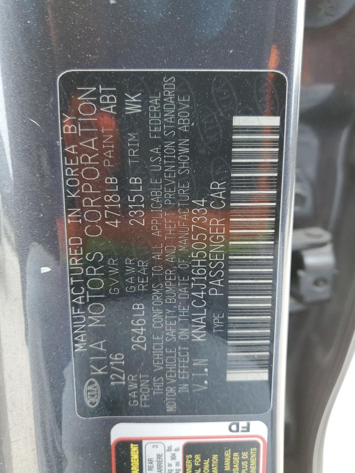 2017 KIA Cadenza VIN KNALC4J16H5057334 Copart auction photo, mechanical / minor dent/scratches damage thumbnail 12