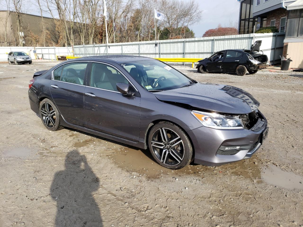 2016 Honda Accord VIN 1HGCR2F57GA177975 Copart auction photo, front end / side damage thumbnail 4