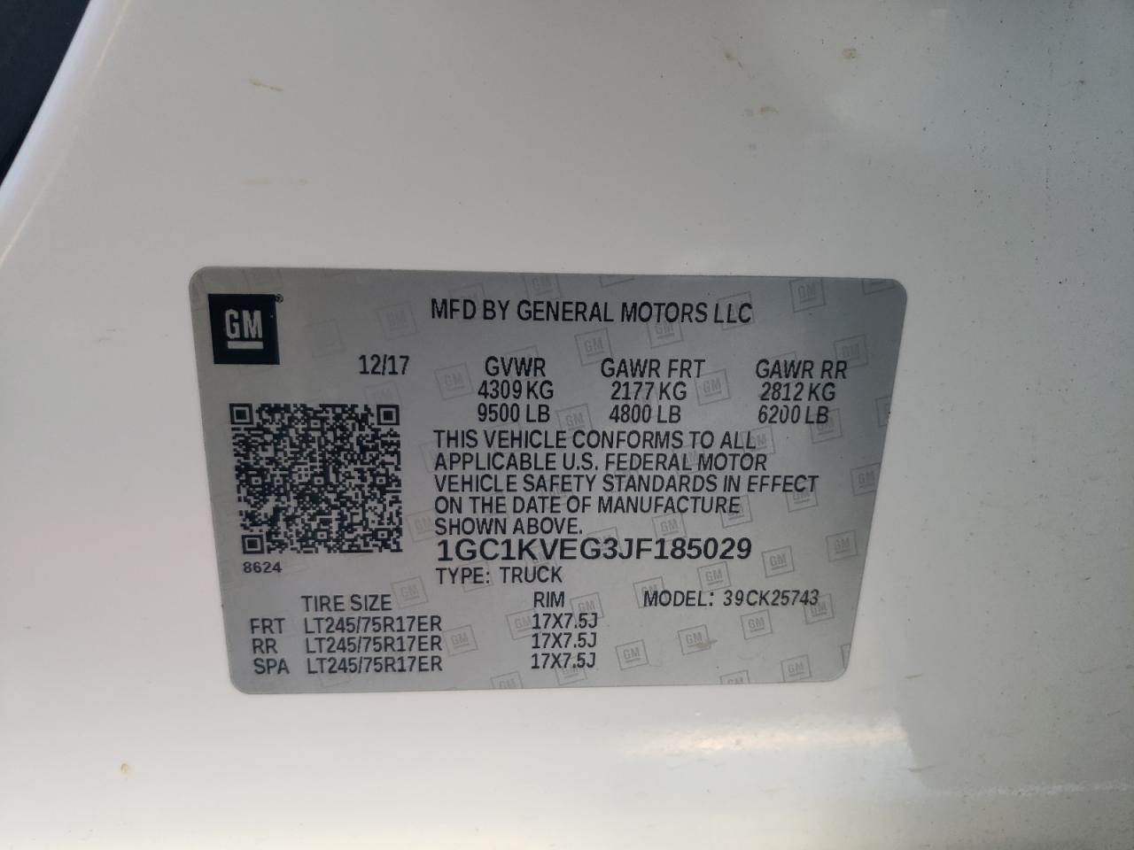2018 Chevrolet Silverado VIN 1GC1KVEG3JF185029 Copart auction photo, front end damage thumbnail 13