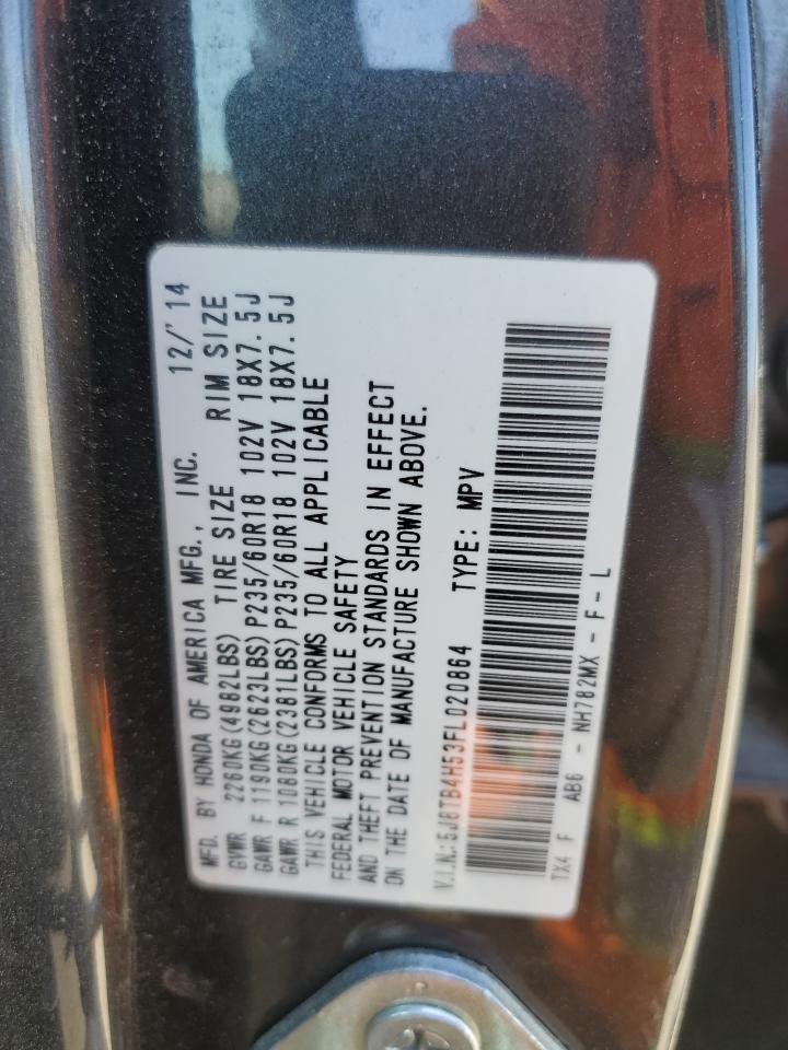 2015 Acura RDX VIN 5J8TB4H53FL020864 Copart auction photo, front end damage thumbnail 13