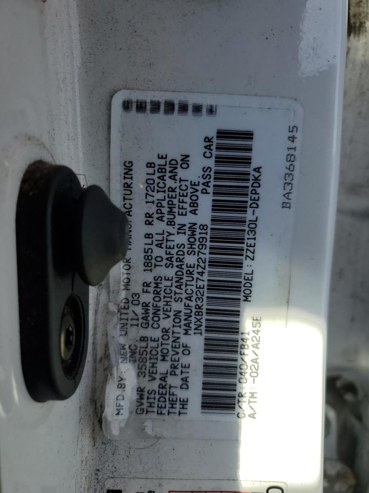 2004 Toyota Corolla VIN 1NXBR32E74Z279918 Copart auction photo, all over damage thumbnail 12