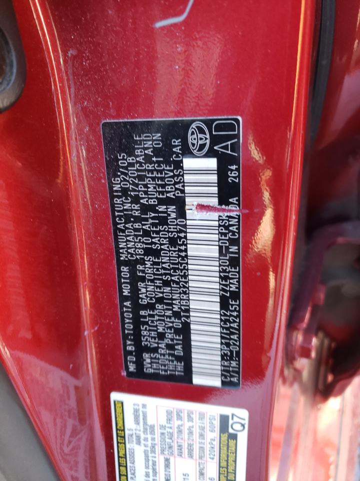 2005 Toyota Corolla VIN 2T1BR32E55C445470 Copart auction photo, front end / mechanical damage thumbnail 12