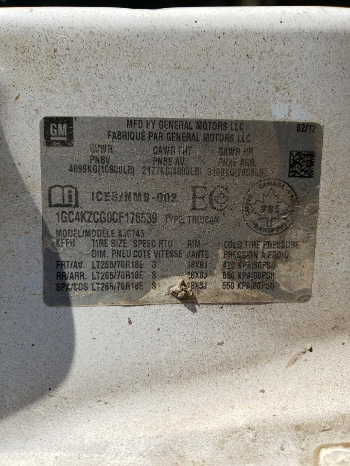 2012 Chevrolet Silverado VIN 1GC4KZCG0CF176539 Copart auction photo, mechanical / stripped damage thumbnail 10
