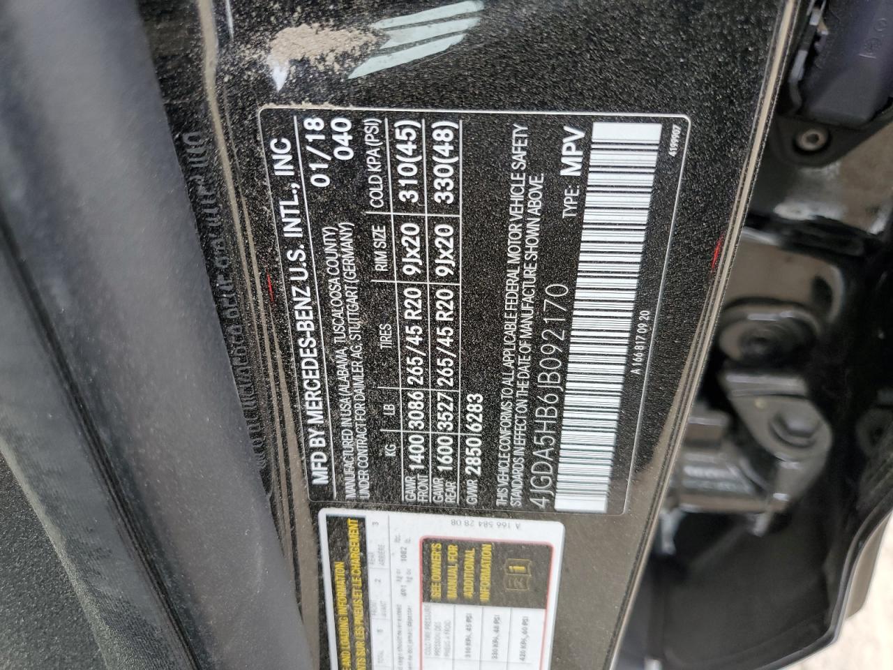2018 Mercedes-Benz GLE VIN 4JGDA5HB6JB092170 Copart auction photo, undercarriage / rear end damage thumbnail 13
