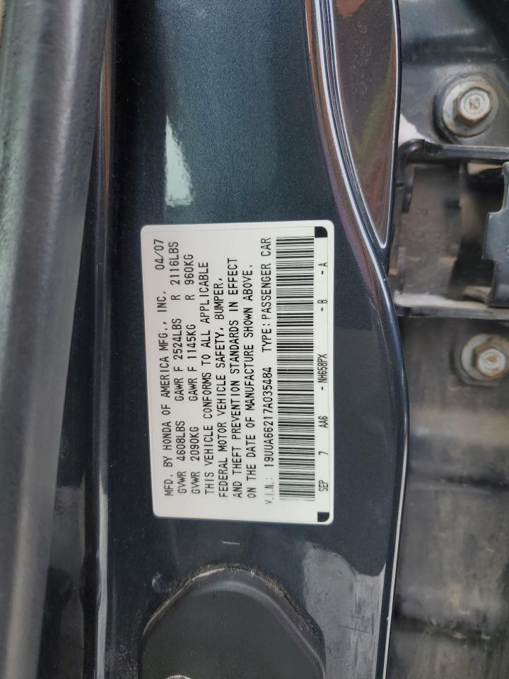 2007 Acura TL VIN 19UUA66217A035484 Copart auction photo, front end damage thumbnail 12