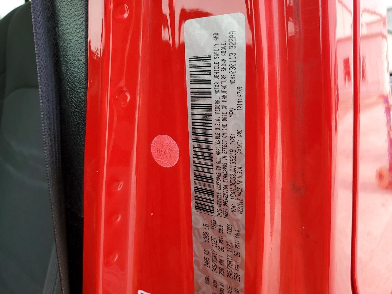 2018 Jeep Wrangler VIN 1C4HJXDG0JW139219 Copart auction photo, front end damage thumbnail 15