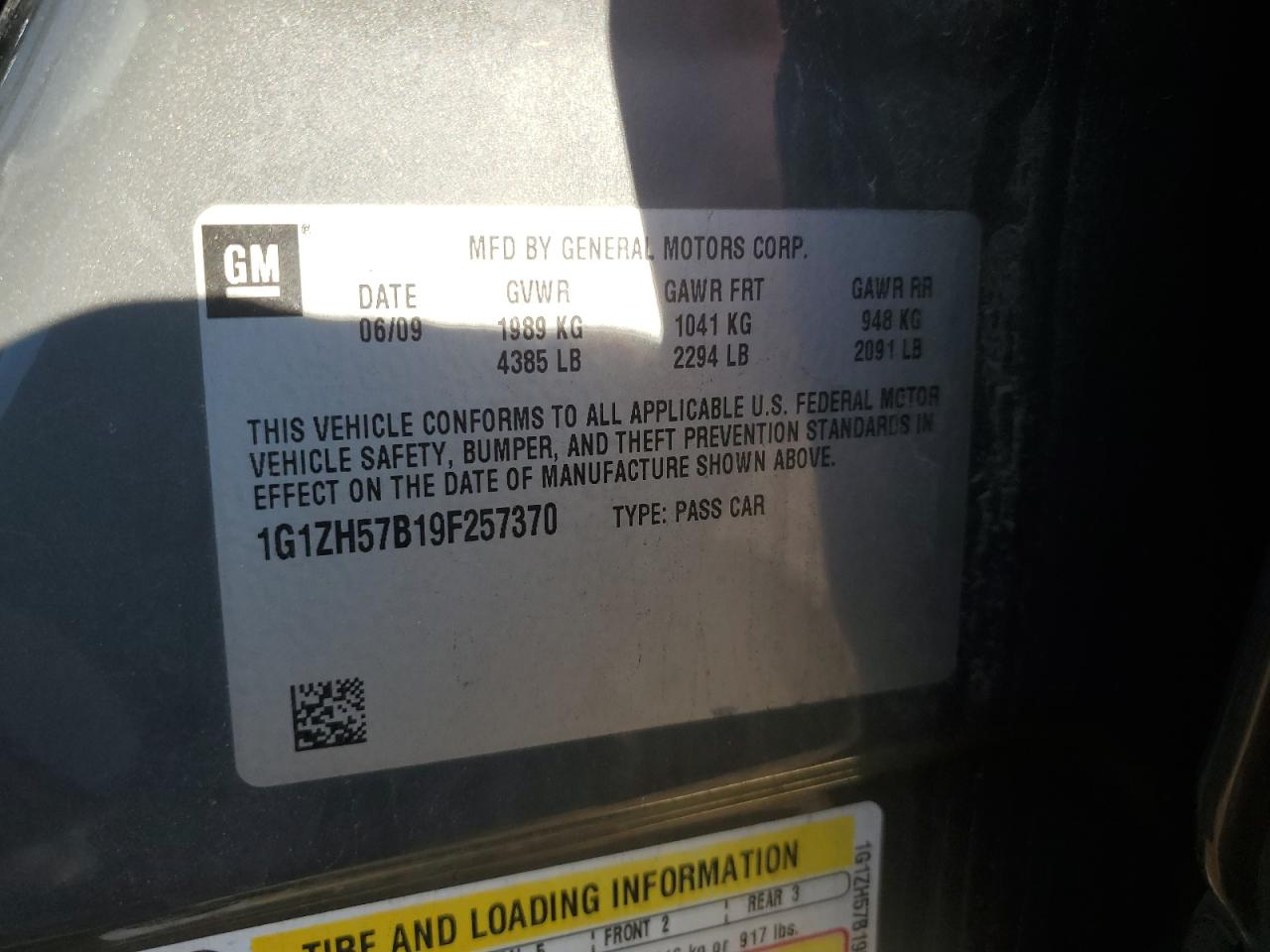 2009 Chevrolet Malibu VIN 1G1ZH57B19F257370 Copart auction photo, rear end damage thumbnail 13