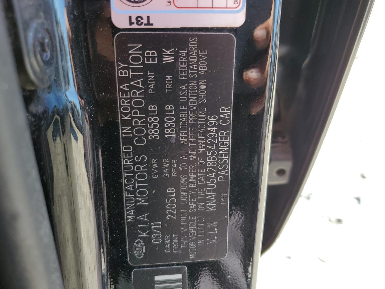 2011 KIA Forte VIN KNAFU5A28B5429496 Copart auction photo, front end damage thumbnail 12