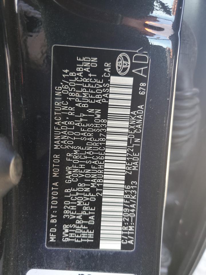 2014 Toyota Corolla VIN 2T1BURHE6EC187338 Copart auction photo, side damage thumbnail 12
