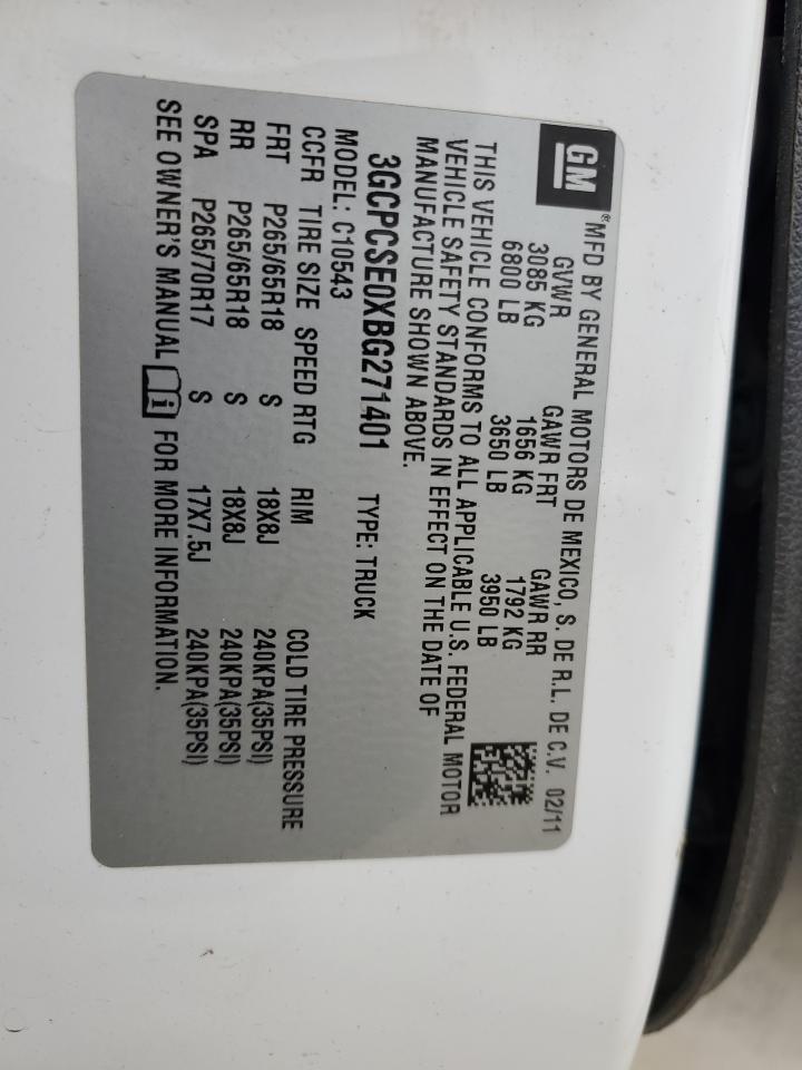 2011 Chevrolet Silverado VIN 3GCPCSE0XBG271401 Copart auction photo, all over damage thumbnail 14