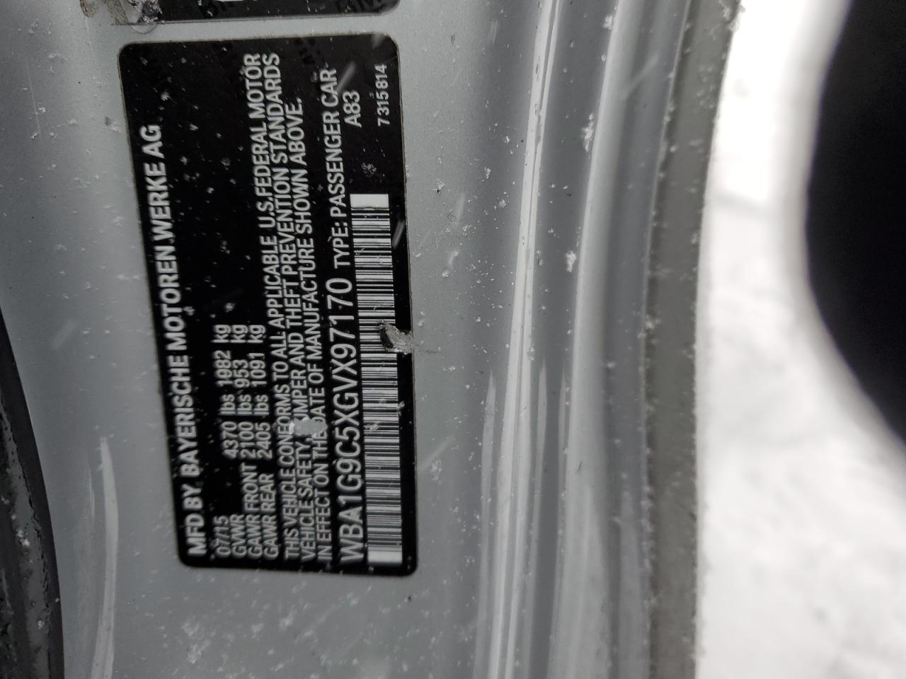 2016 BMW 2er VIN WBA1G9C5XGVX97170 Copart auction photo, front end / frame damage damage thumbnail 13