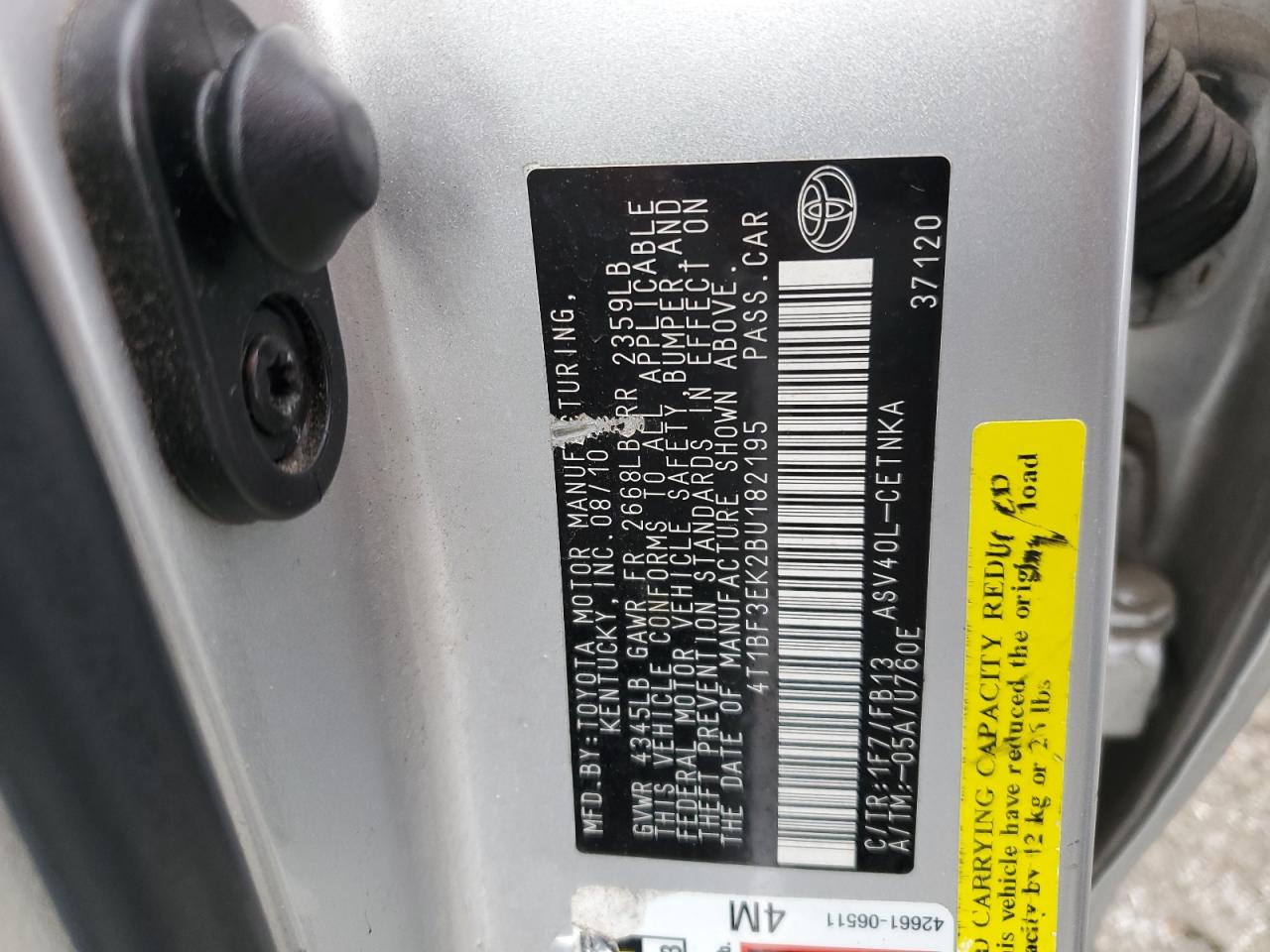 2011 Toyota Camry VIN 4T1BF3EK2BU182195 Copart auction photo, front end / side damage thumbnail 12