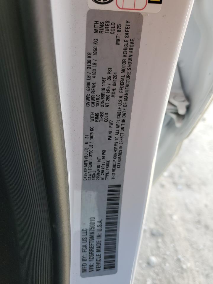 2021 RAM 1500 VIN 1C6RREFT9MN750010 Copart auction photo, side / undercarriage damage thumbnail 12