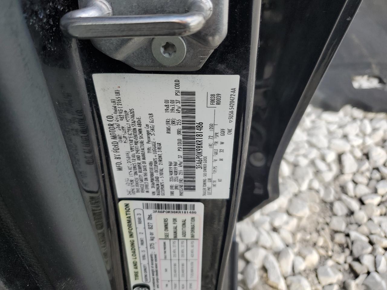 2019 Ford Fusion VIN 3FA6P0K98KR181486 Copart auction photo, front end damage thumbnail 12