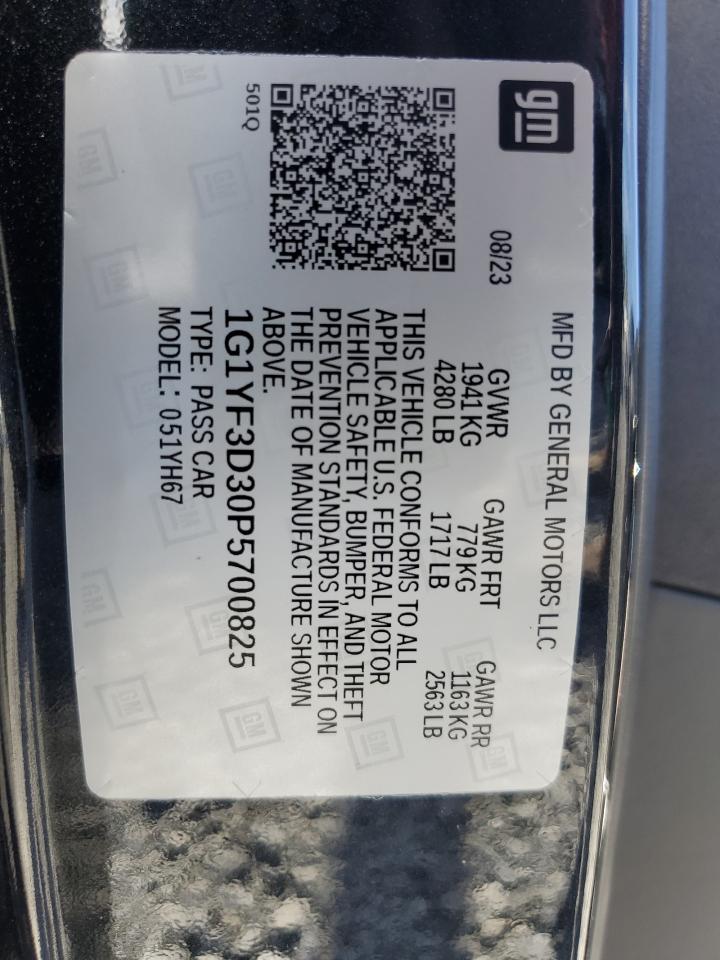 2023 Chevrolet Corvette VIN 1G1YF3D30P5700825 Copart auction photo, water/flood damage thumbnail 13