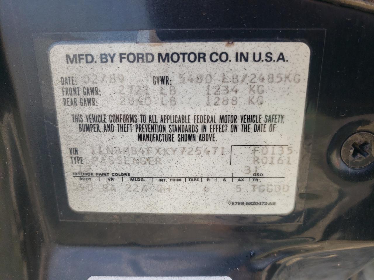 1989 Lincoln Town Car VIN 1LNBM84FXKY725471 Copart auction photo, minor dent/scratches damage thumbnail 12