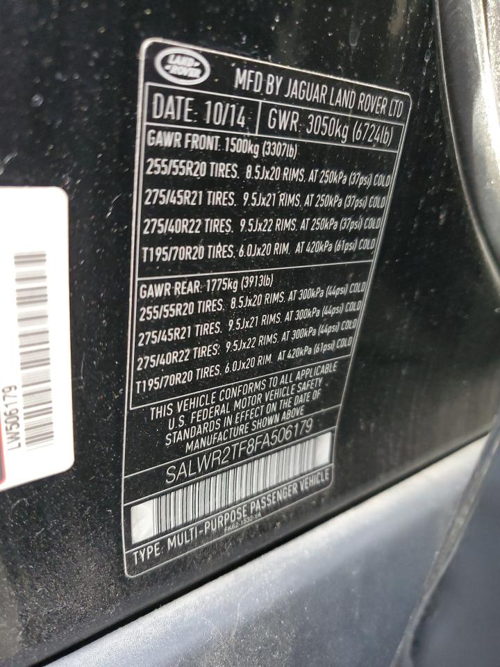 2015 Land Rover Range Rover VIN SALWR2TF8FA506179 Copart auction photo, front end / minor dent/scratches damage thumbnail 13