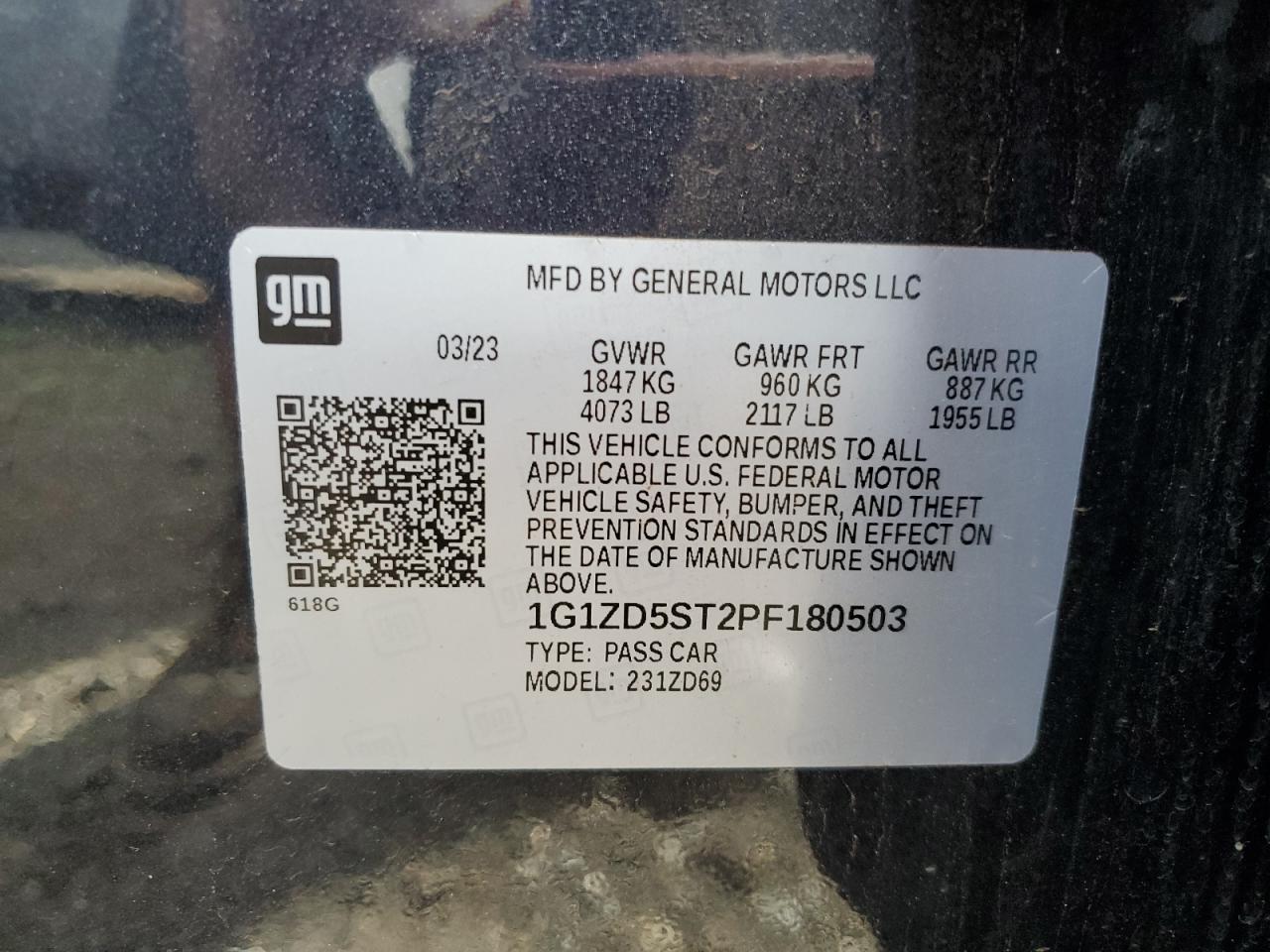 2023 Chevrolet Malibu VIN 1G1ZD5ST2PF180503 Copart auction photo, rear end damage thumbnail 12