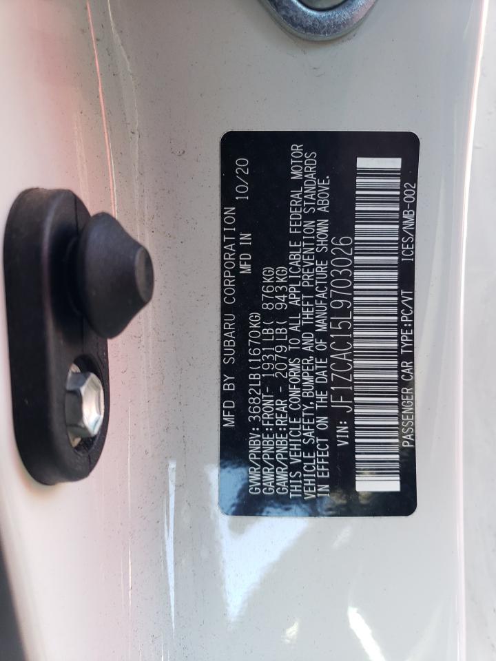2020 Subaru BRZ VIN JF1ZCAC15L9703026 Copart auction photo, rollover damage thumbnail 12