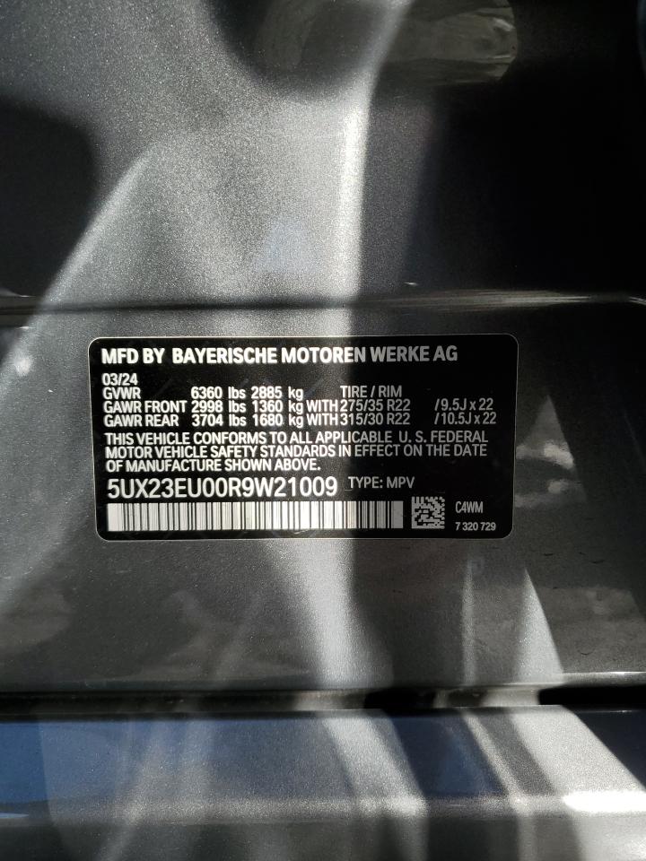 2024 BMW X5 VIN 5UX23EU00R9W21009 Copart auction photo, rear end damage thumbnail 15