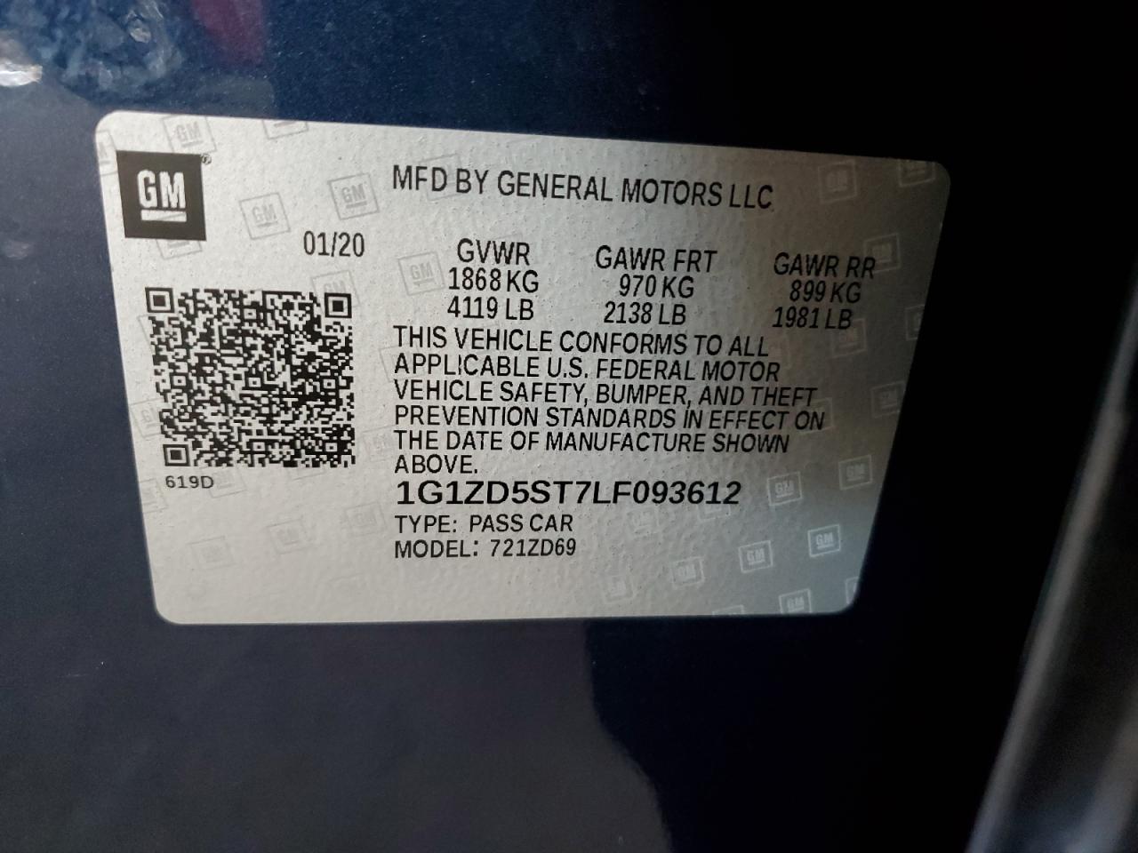 2020 Chevrolet Malibu VIN 1G1ZD5ST7LF093612 Copart auction photo, front end / minor dent/scratches damage thumbnail 14