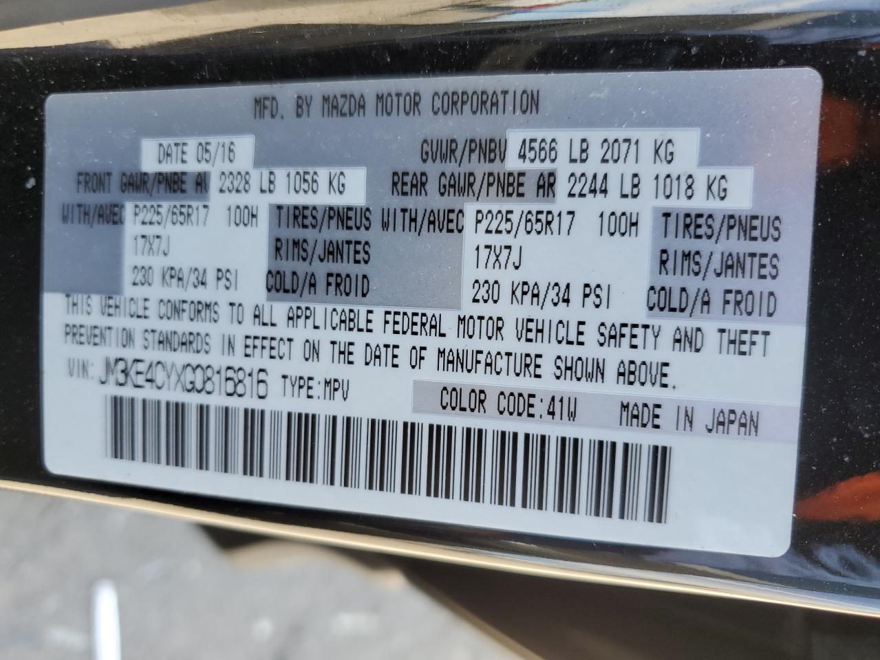 2016 Mazda CX-5 VIN JM3KE4CYXG0816816 Copart auction photo, front end damage thumbnail 13
