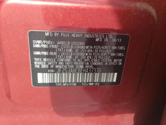 2014 Subaru Forester VIN JF2SJAHC8EH437376 Copart auction photo, rear end damage thumbnail 14