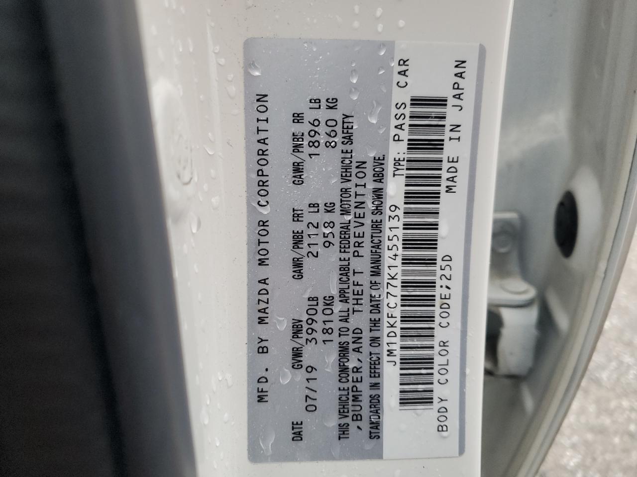 2019 Mazda CX-3 VIN JM1DKFC77K1455139 Copart auction photo, rear end damage thumbnail 13