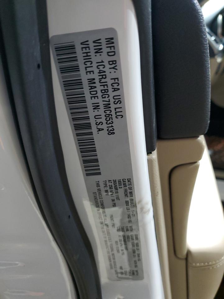 2021 Jeep Grand Cherokee VIN 1C4RJFBG7MC653138 Copart auction photo, side / mechanical damage thumbnail 15