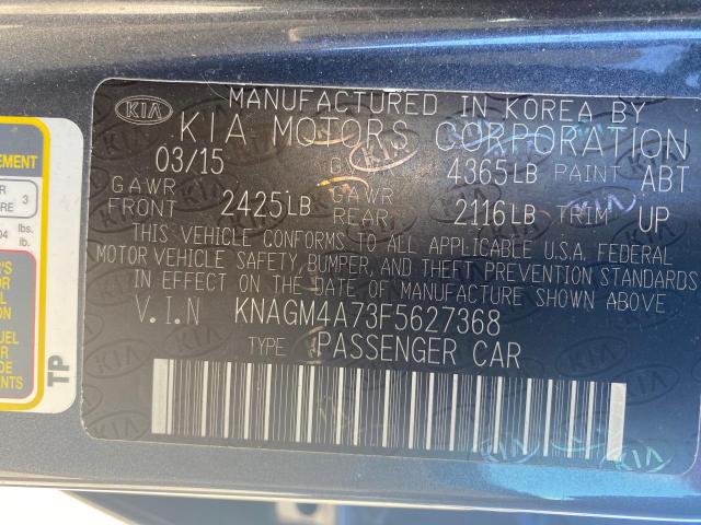 2015 KIA Optima VIN KNAGM4A73F5627368 Copart auction photo, minor dent/scratches / normal wear damage thumbnail 10