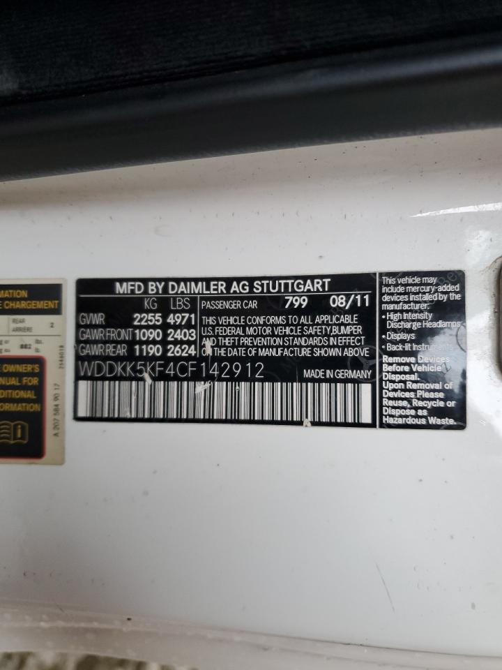 2012 Mercedes-Benz E-klasse VIN WDDKK5KF4CF142912 Copart auction photo, side damage thumbnail 12