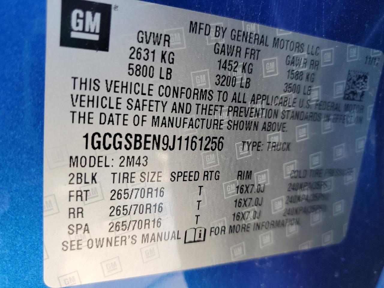 2018 Chevrolet Colorado VIN 1GCGSBEN9J1161256 Copart auction photo, front end / rear end damage thumbnail 13