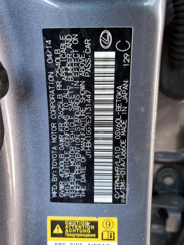 2014 Lexus ES VIN JTHBK1GG7E2131447 Copart auction photo, front end damage thumbnail 12