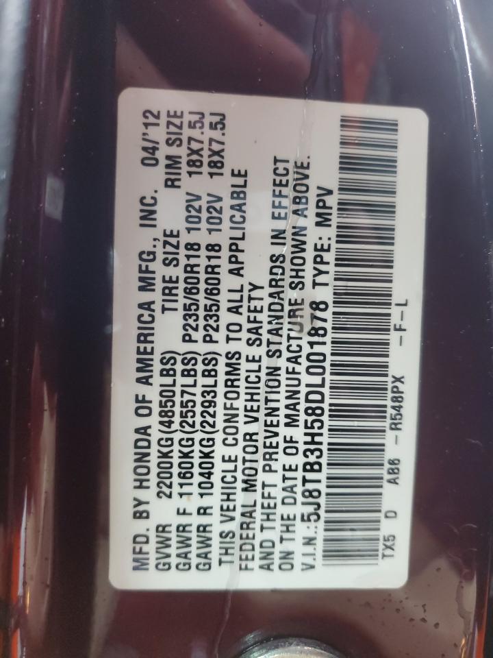 2013 Acura EL VIN 5J8TB3H58DL001878 Copart auction photo, side damage thumbnail 15
