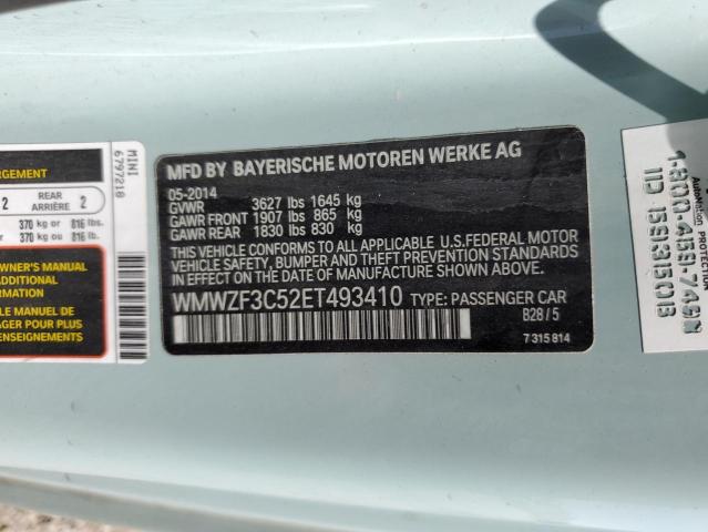 2014 MINI Cooper VIN WMWZF3C52ET493410 Copart auction photo, front end damage thumbnail 12
