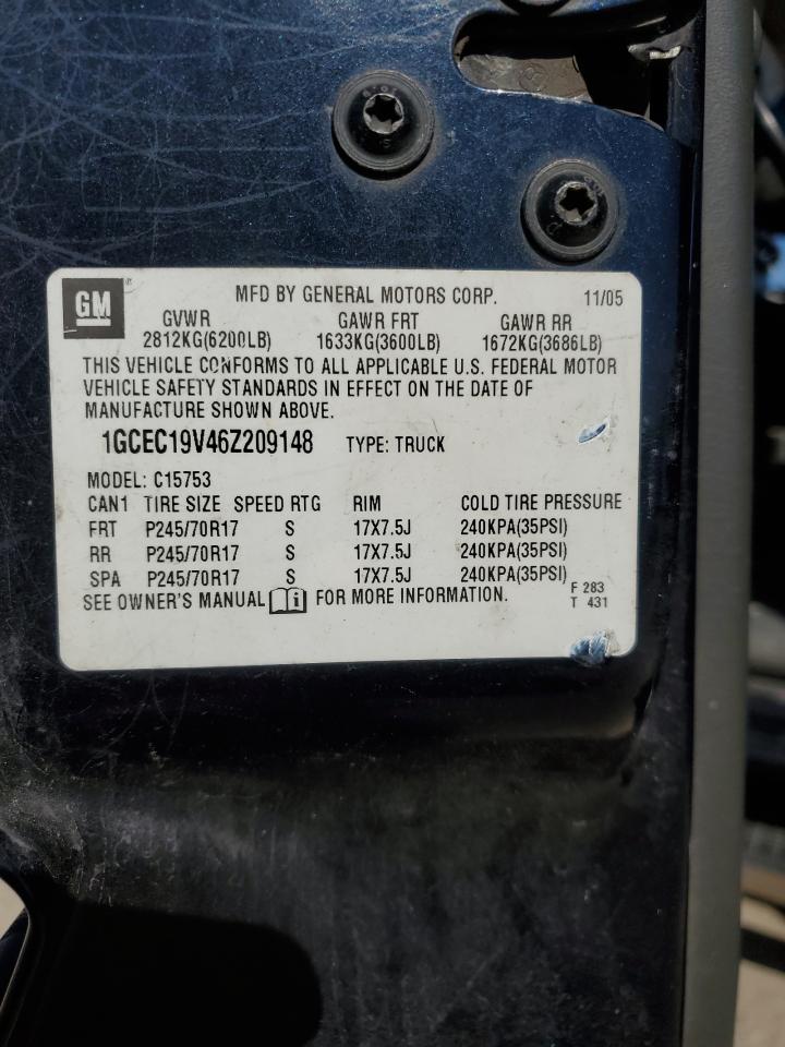 2006 Chevrolet Silverado VIN 1GCEC19V46Z209148 Copart auction photo, all over damage thumbnail 12