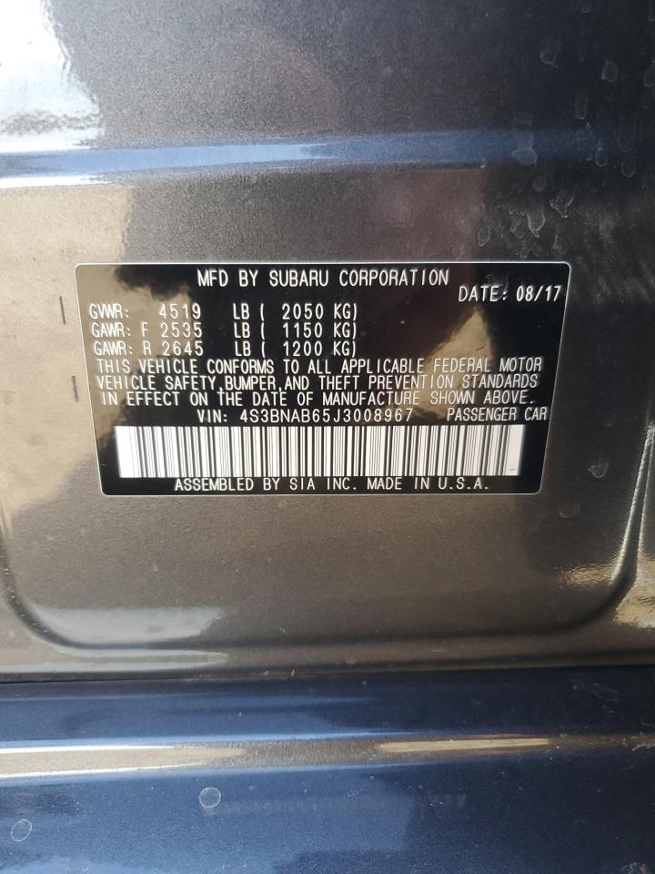 2018 Subaru Legacy VIN 4S3BNAB65J3008967 Copart auction photo, front end / rear end damage thumbnail 15