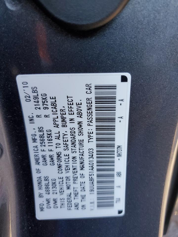 2010 Acura TL VIN 19UUA8F51AA013403 Copart auction photo, rear end damage thumbnail 12
