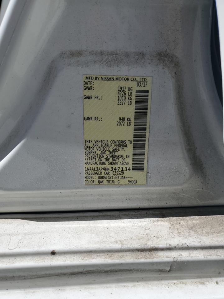 2017 Nissan Altima VIN 1N4AL3AP4HN347134 Copart auction photo, rear end / side damage thumbnail 14