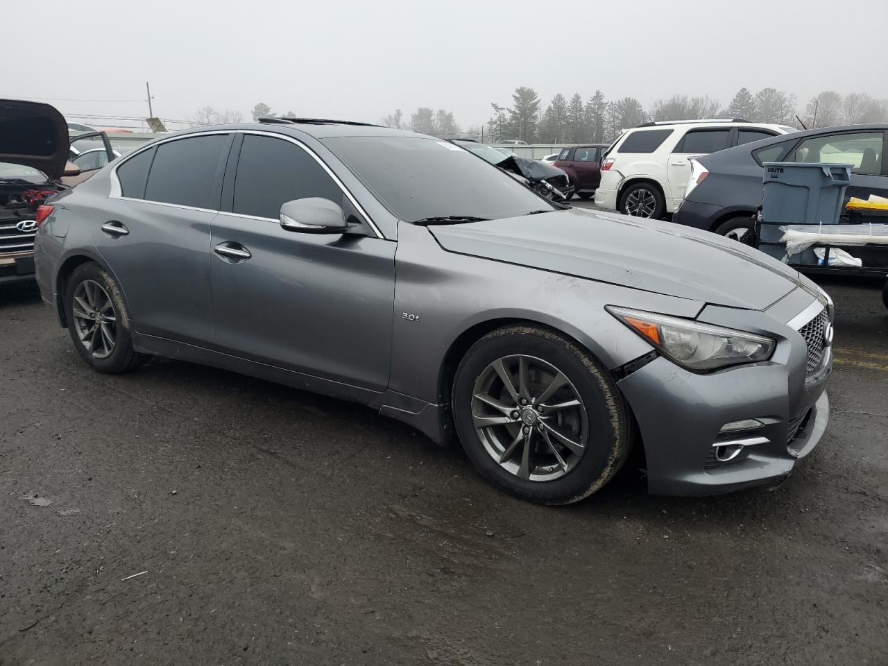 2017 Infiniti Q50 VIN JN1EV7AR8HM838815 Copart auction photo, top/roof / front end damage thumbnail 4