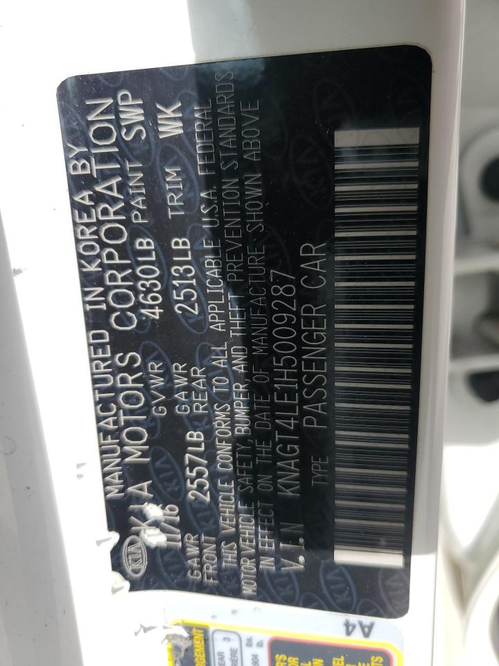 2017 KIA Optima VIN KNAGT4LE1H5009287 Copart auction photo, rear end damage thumbnail 14