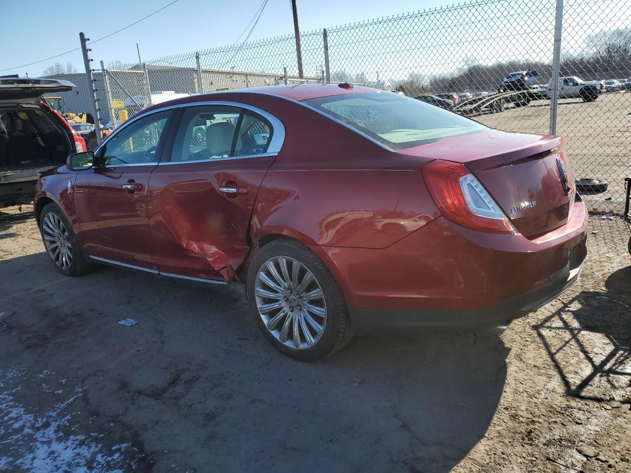 2013 Lincoln MKS VIN 1LNHL9EK5DG602703 Copart auction photo, side / rear end damage thumbnail 2
