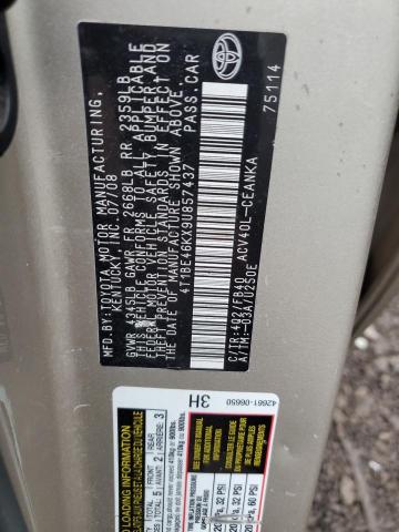 2009 Toyota Camry VIN 4T1BE46KX9U857437 Copart auction photo, mechanical damage thumbnail 12