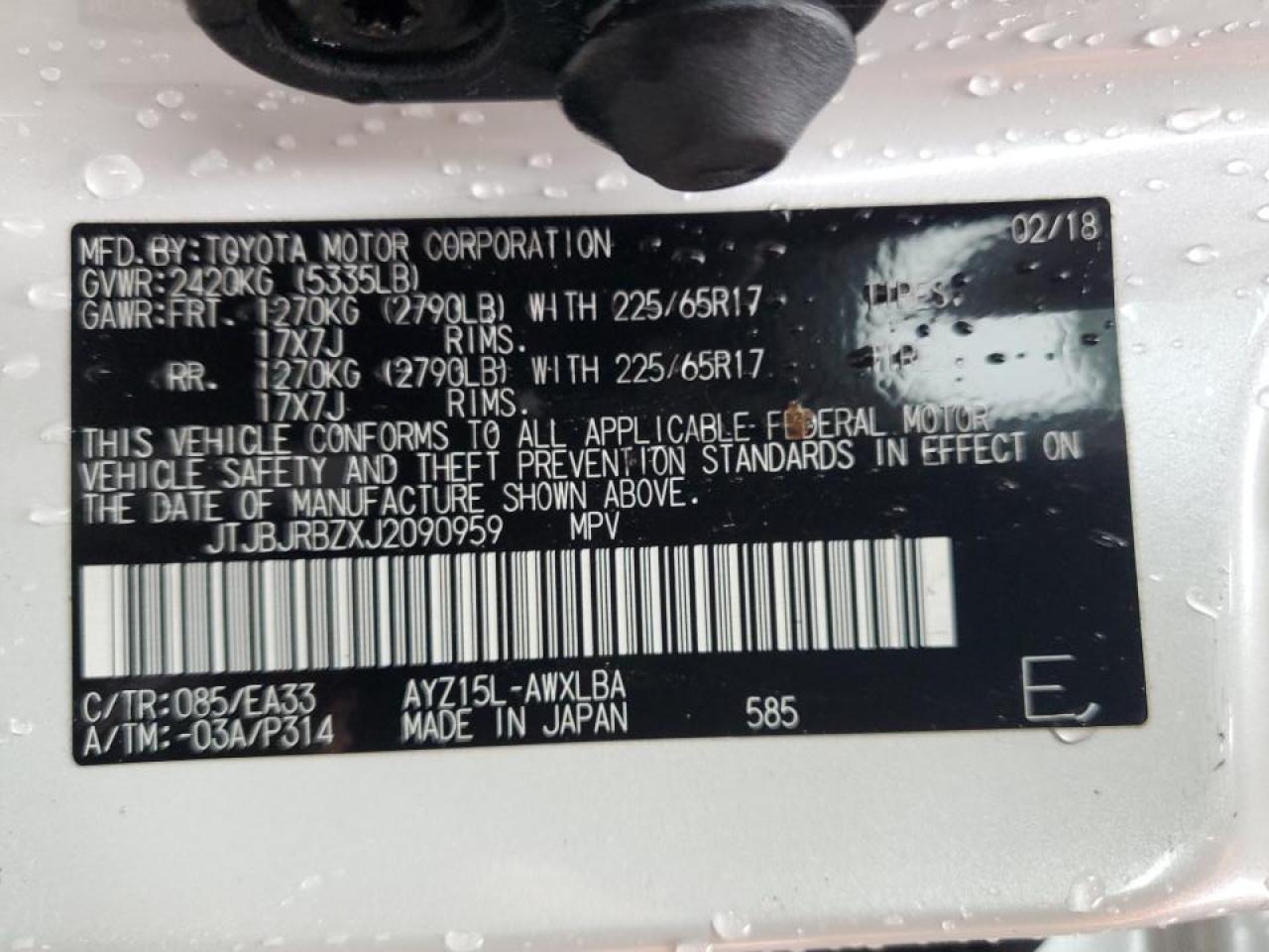 2018 Lexus NX VIN JTJBJRBZXJ2090959 Copart auction photo, side / front end damage thumbnail 13