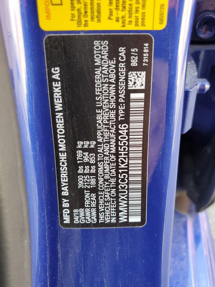 2019 MINI Cooper VIN WMWXU3C51K2H55046 Copart auction photo, front end / undercarriage damage thumbnail 14