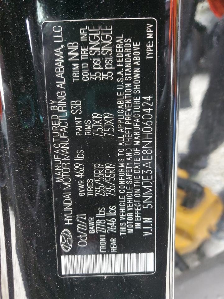 2022 Hyundai Tucson VIN 5NMJE3AE8NH060424 Copart auction photo, side damage thumbnail 13