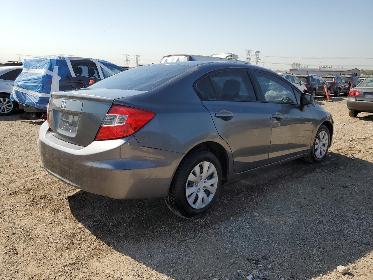 2012 Honda Civic VIN 19XFB2F57CE103611 Copart auction photo, side damage thumbnail 3